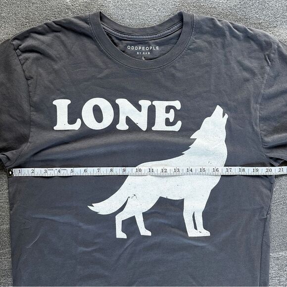 NWOT Lone Wolf Recycled Karma x ODDPEOPLE Graphic Unisex Tee Shirt Grey Large - Picture 11 of 13